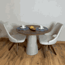 Mesa de Jantar Cone Redonda 60 Cm Tampo Imbuia Base Concreto Base Concreto Tampo Imbuia Personal Art - 3