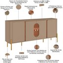 Ver imagem 5 de Aparador Buffet para Sala de Jantar 4 Portas 180cm Orgânico Industrial Bessa B02 Fendi Freijó -