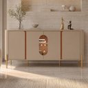 Ver imagem 3 de Aparador Buffet para Sala de Jantar 4 Portas 180cm Orgânico Industrial Bessa B02 Fendi Freijó -