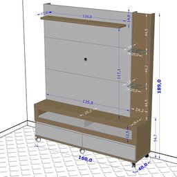Home Estante Rack Buzios para Tv 60 Polegadas com Rodízios Nogal/off White - 4