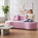 Ver imagem 1 de Sofá 2 Lugares Orgânico Curvo Madrid 150cm Couro Rosa Bebê