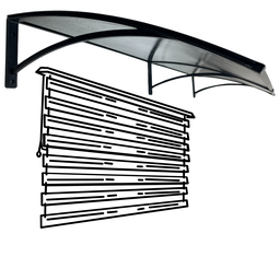 Toldo Policarbonato 1,80 X 0,50m Preto e Fumê com Kit - 3