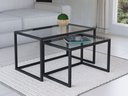 Ver imagem 1 de Conjunto Mesa de Centro Industrial 65cm e 60cm Aço Preto Duo Vidro Don Castro Decor Industrial Premi