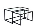 Ver imagem 2 de Conjunto Mesa de Centro Industrial 65cm e 60cm Aço Preto Duo Vidro Don Castro Decor Industrial Premi