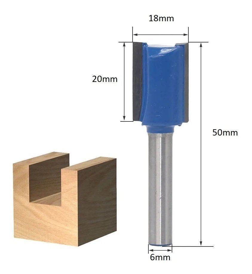 Fresa Reta Para Tupia Haste 6mm Corte 18mm X 20mm - 2