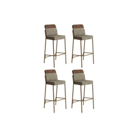 Kit 4 Banquetas Sala Jantar Duo 1753 4 Un Rose/linho Areia/ano Caramelo - Carraro