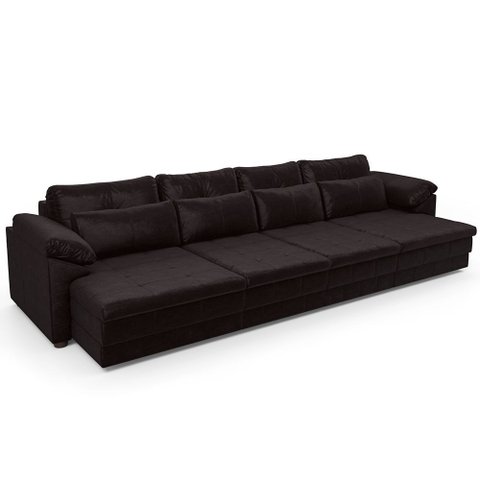 Sofá Retrátil para Sala de Estar 5 Lugares 379cm Riza S03 Couro Vinho - Lyam Decor