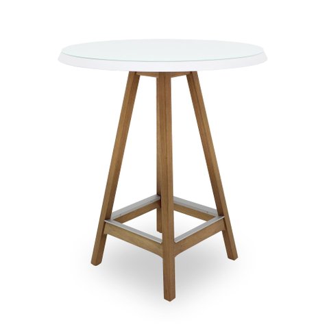 Mesa Bistrô Redonda Encanto com Vidro - 3371 Mmj-nc Nc-amendoa/vidro Branco