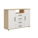 Ver imagem 3 de Cômoda de Quarto Berlim C/ 2 Portas 1 Nicho e 4 Gavetas Freijo/white Laca - Genialflex