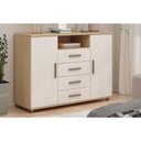 Ver imagem 1 de Cômoda de Quarto Berlim C/ 2 Portas 1 Nicho e 4 Gavetas Freijo/white Laca - Genialflex