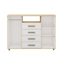 Ver imagem 2 de Cômoda de Quarto Berlim C/ 2 Portas 1 Nicho e 4 Gavetas Freijo/white Laca - Genialflex