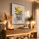 Ver imagem 2 de Quadro Decoração Sala Moderno Folhas Grande com Moldura DOURADA50X75