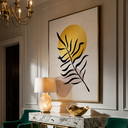 Ver imagem 1 de Quadro Decoração Sala Moderno Folhas Grande com Moldura DOURADA50X75
