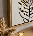 Ver imagem 3 de Quadro Decoração Sala Moderno Folhas Grande com Moldura DOURADA50X75
