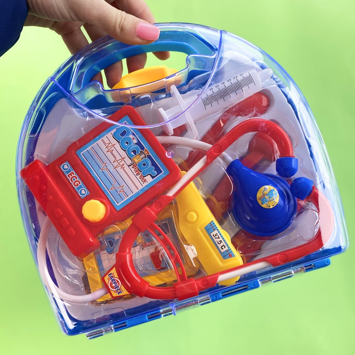 Kit Médico Brinquedo Infantil com Maleta Doutor Fenix 10 Peças Azul e Vermelho - 6