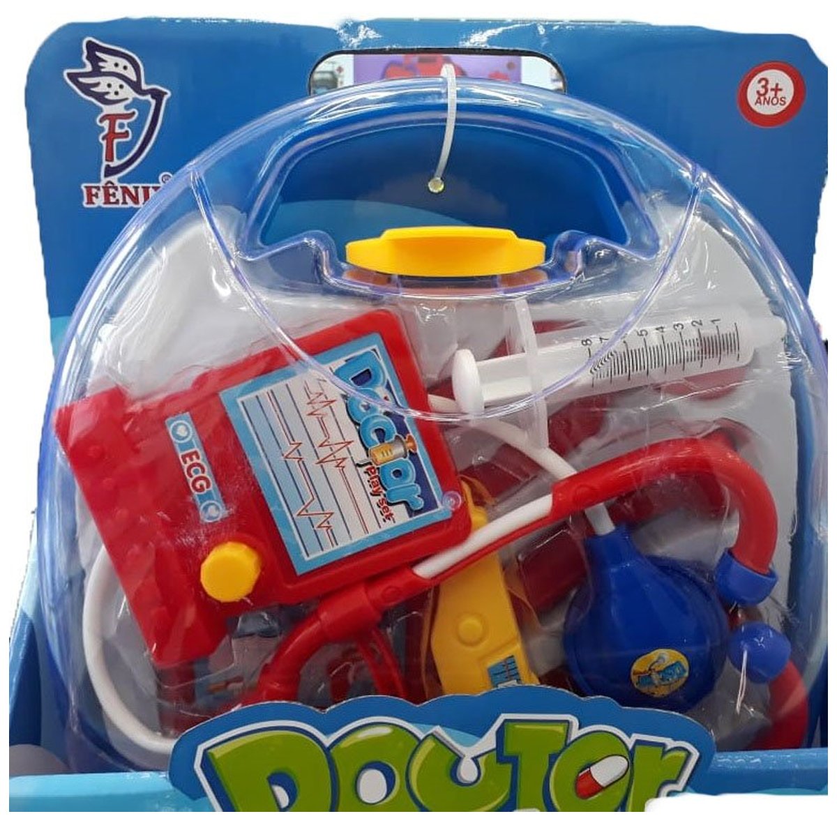 Kit Médico Brinquedo Infantil com Maleta Doutor Fenix 10 Peças Azul e Vermelho - 7