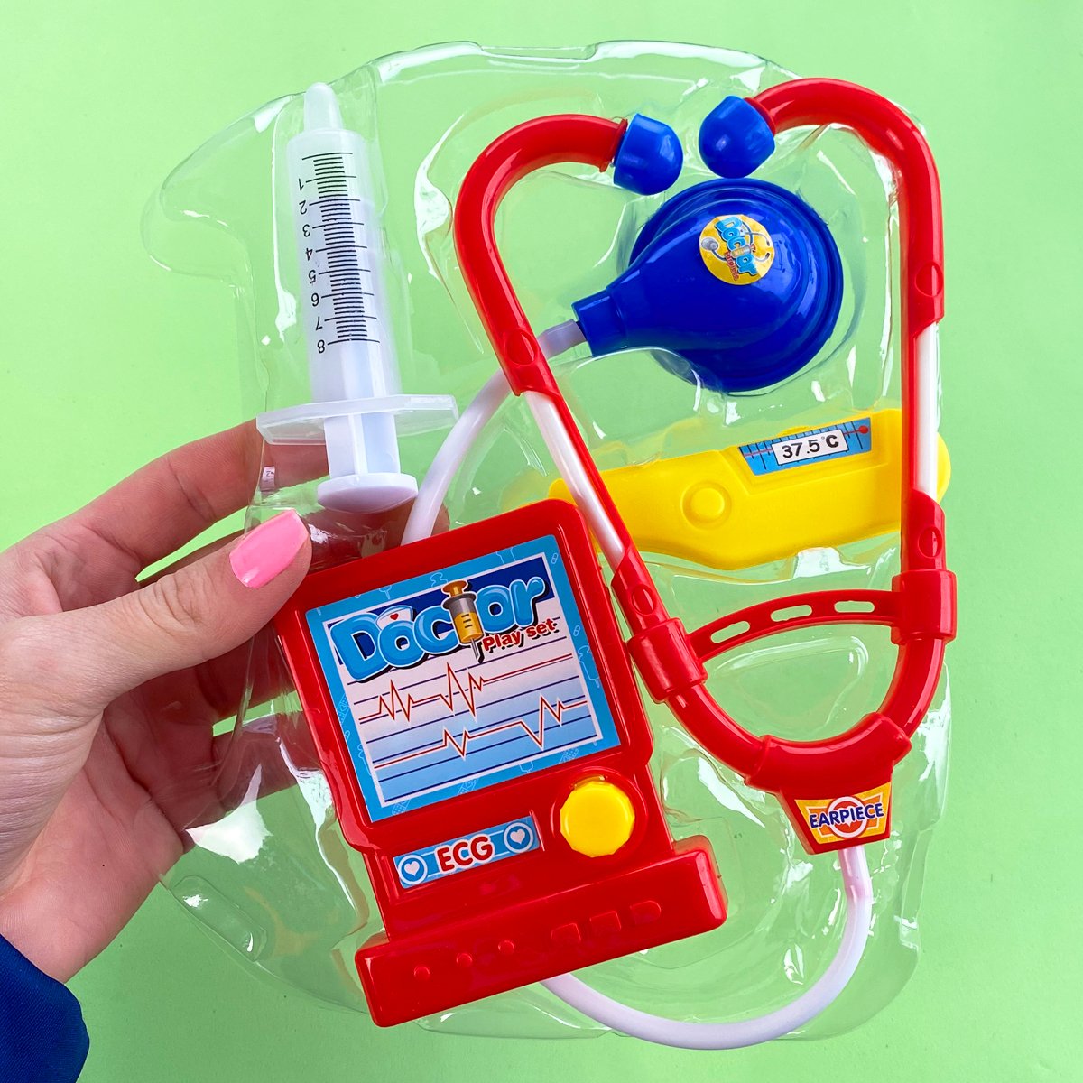 Kit Médico Brinquedo Infantil com Maleta Doutor Fenix 10 Peças Azul e Vermelho - 4