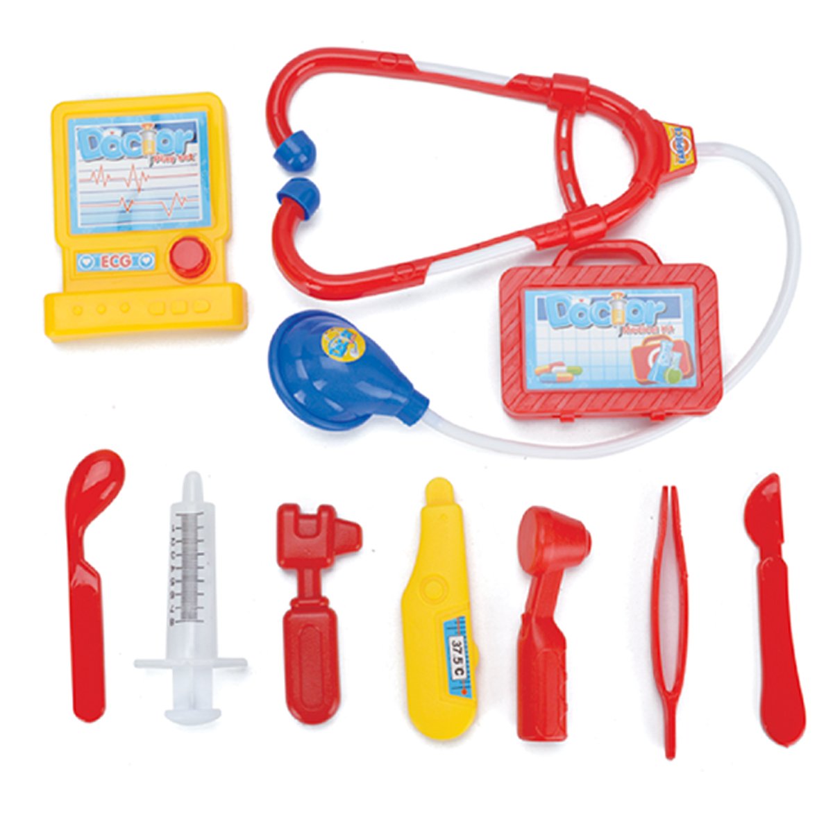 Kit Médico Brinquedo Infantil com Maleta Doutor Fenix 10 Peças Azul e Vermelho - 5