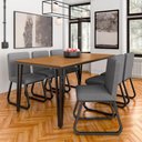 Ver imagem 1 de Mesa com 6 Cadeiras Industrial 1,8 Aspen Pr/cin/cnz - Móveis Arapongas Preto Fosco/cin/linho