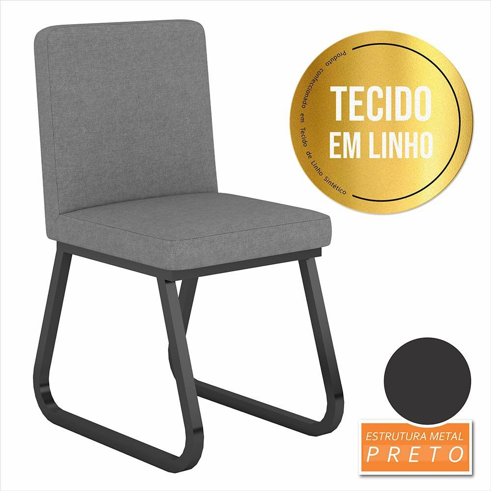 Mesa com 6 Cadeiras Industrial 1,8 Aspen Pr/cin/cnz - Móveis Arapongas Preto Fosco/cin/linho - 4