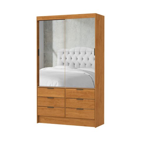 Guarda Roupa Sevilha Premium 2 Portas de Correr com Espelho Carioca Moveis Cinamomo