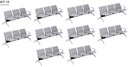 Ver imagem 1 de Kit com 10 Cadeiras Longarina Aeroporto Cromada 3 Lugares