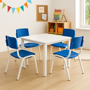 Conjunto Mesa e 4 Cadeiras Escolares Azul Infantil