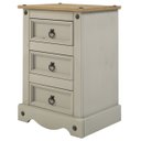 Ver imagem 1 de Mesa de Cabeceira de Madeira Cinza Lavado com 3 gavetas