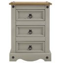 Ver imagem 2 de Mesa de Cabeceira de Madeira Cinza Lavado com 3 gavetas