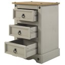 Ver imagem 3 de Mesa de Cabeceira de Madeira Cinza Lavado com 3 gavetas