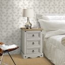 Ver imagem 7 de Mesa de Cabeceira de Madeira Cinza Lavado com 3 gavetas