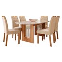 Ver imagem 1 de Conjunto de Jantar Mesa Valentina 2,10 Oval com 6 Cadeiras Paola Wood Cinamomo/off/mad/nude Cimol Me