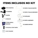 Ver imagem 4 de Pia Lavatório Banheiro Plástico 4L Preta + Kit Para Banheiro Redondo 5 Pçs Branco