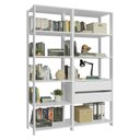 Ver mais imagens de Estante Armário Multiuso para Escritório 129cm 9 Prateleiras 2 Gavetas Branco Madesa