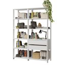 Ver imagem 2 de Estante Armário Multiuso para Escritório 129cm 9 Prateleiras 2 Gavetas Branco Madesa