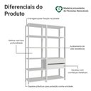 Ver imagem 4 de Estante Armário Multiuso para Escritório 129cm 9 Prateleiras 2 Gavetas Branco Madesa