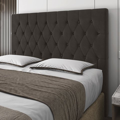 Cabeceira Casal Potenza 140cm Veludo Marrom c/ Frame Italian Flex