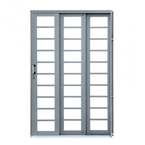 Porta de Correr Aço 3 Folhas com Travessa e Chave Tetra Natural Lucasa Premium 213 x 150cm - 3