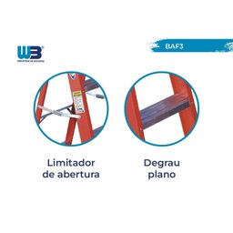 Escada Banqueta 60cm Fibra de Vidro com 2 Degraus e 1 Patamar WBertolo - 3
