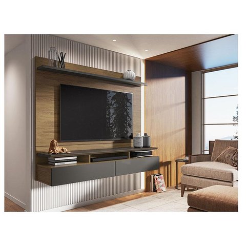 Painel para Tv Home Suspenso Ambiente Noruega Freijó Grafite Perolizado - Móveis Leão