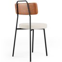 Ver mais imagens de Kit 06 Cadeiras Decorativas Estofada Sala De Jantar Barcelona L02 Couríssimo Camel Linho Cru - Lyam