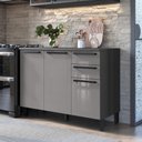 Ver imagem 3 de Balcão Modulado para Cozinha com Tampo Fidelitá Mônaco 120cm 2 Portas 3 Gavetas Chumbo/Titânio