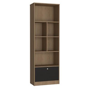Livreiro Bali com 1 Porta Basculante Emovell Mel e Preto Estante para Livros