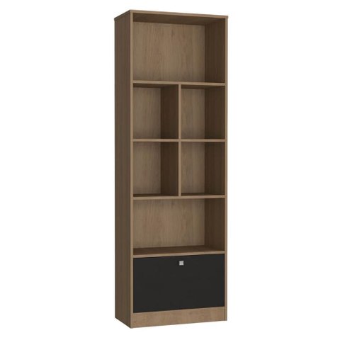 Livreiro Bali com 1 Porta Basculante Emovell Mel e Preto Estante para Livros