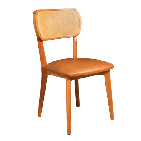 Cadeira Toronto em Courissimo Caramelo com Encosto em Tela
