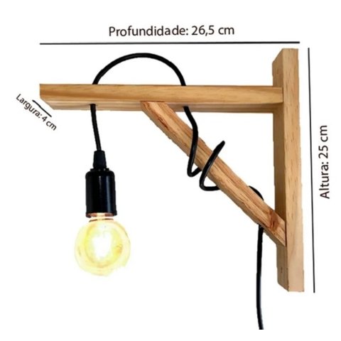 Pendente Madeira Mão Francesa Arandela Decoração Kit 2