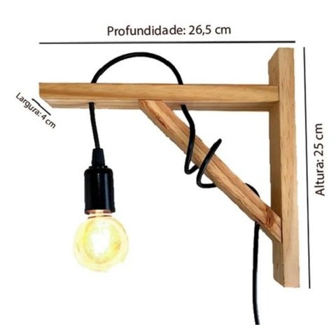 Pendente Madeira Mão Francesa Arandela Decoração Kit 2