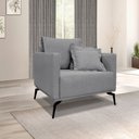 Ver imagem 2 de Kit 2 Poltronas e Sofá Living 2 Lugares 1,80m Sirius Linho Grafite Pés Metálicos - Pallazio