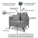 Ver imagem 5 de Kit 2 Poltronas e Sofá Living 2 Lugares 1,80m Sirius Linho Grafite Pés Metálicos - Pallazio