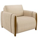 Ver imagem 1 de Poltrona para Sala de Estar Decorativa Pés de Madeira Base Fixa Flora M03 Linho Bege - Lyam Decor